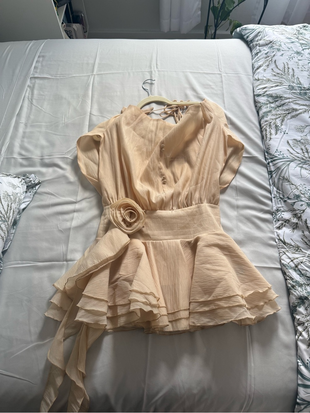 Innovare Denim Off the Shoulder Ruffle Floral Dress Set